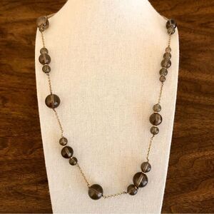 J.Crew | Smoky Topaz Bauble Station Necklace | 34” Length